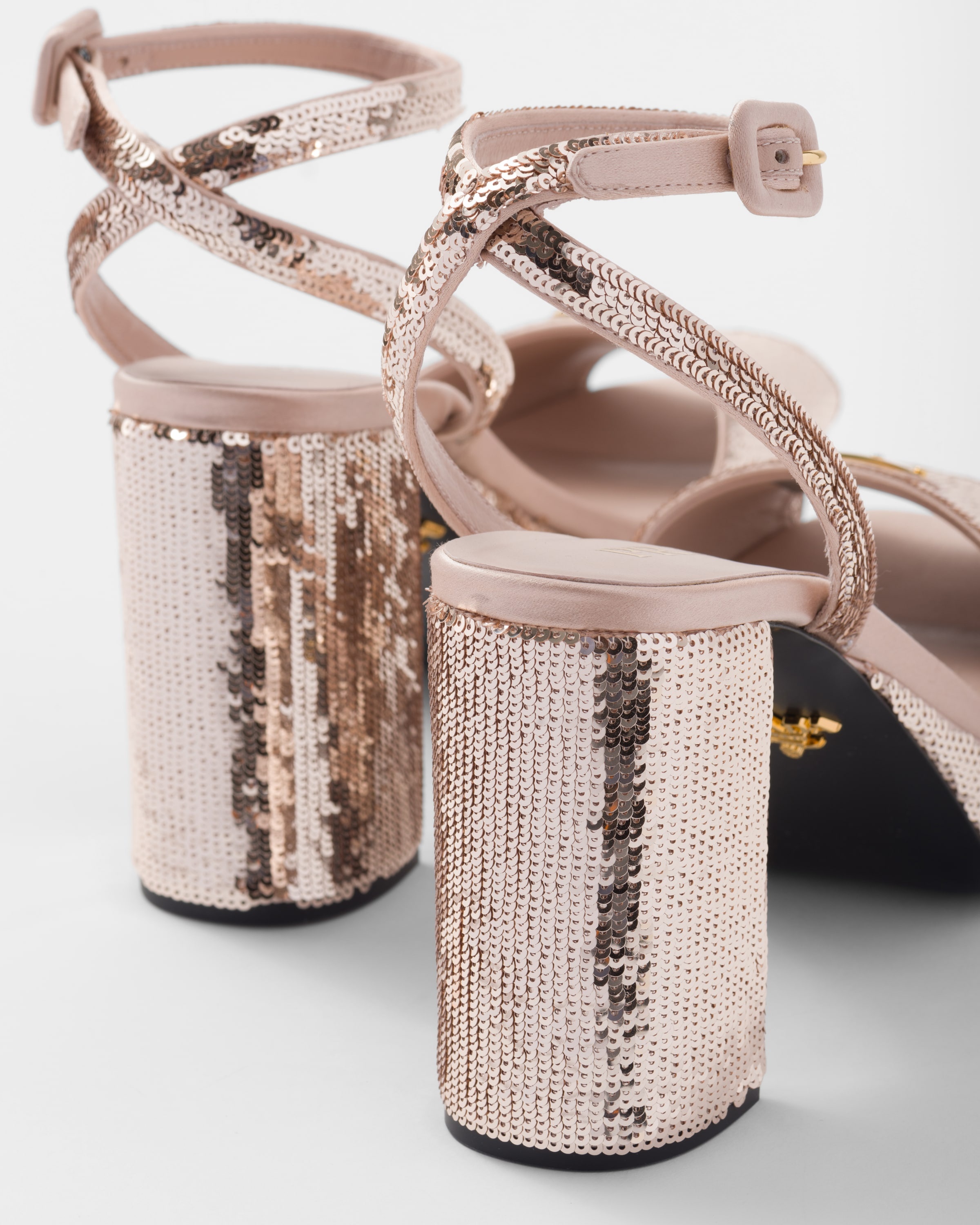 Sequined satin platform sandals - 6