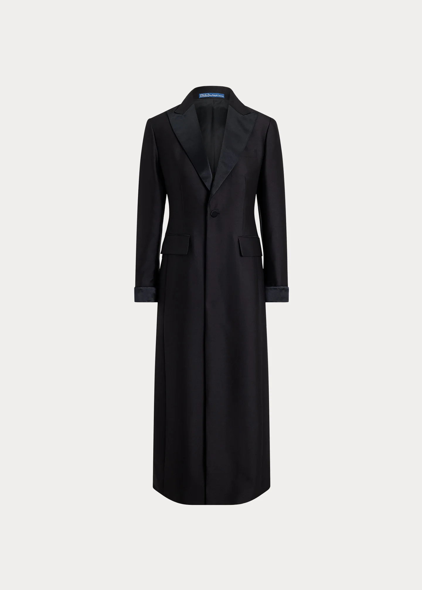 Wool-Silk Crepe Tuxedo Duster - 1