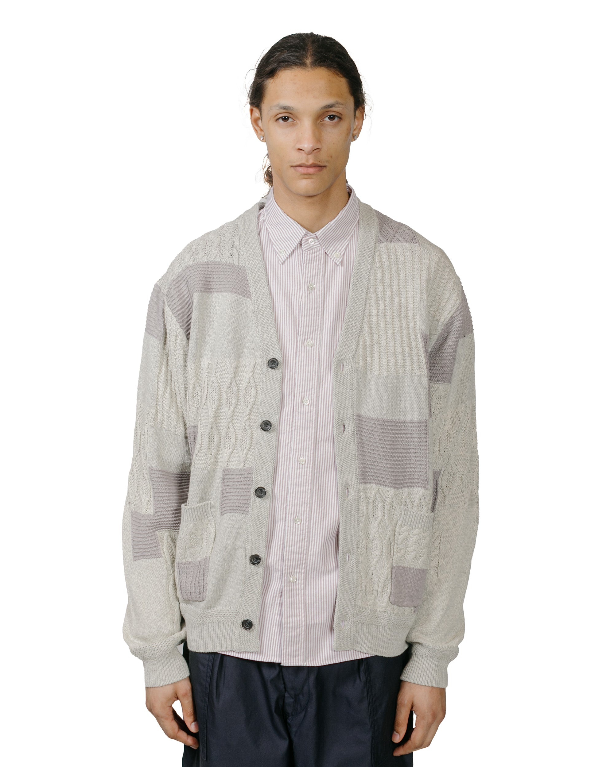 Cardigan Patchwork Like Jacquard Grey - 2