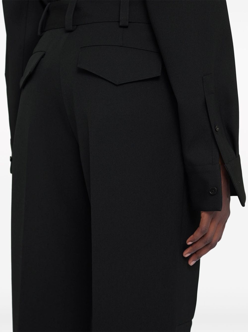belted wool wide-leg trousers - 5