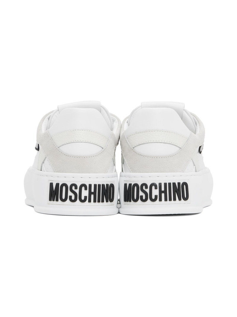 Moschino White & Gray Bumps & Stripes Sneakers outlook