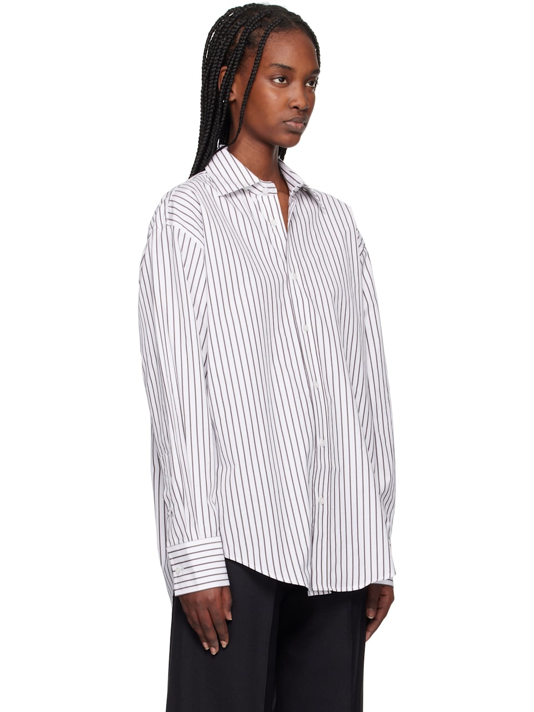 White & Brown Classic Stripe Shirt - 2