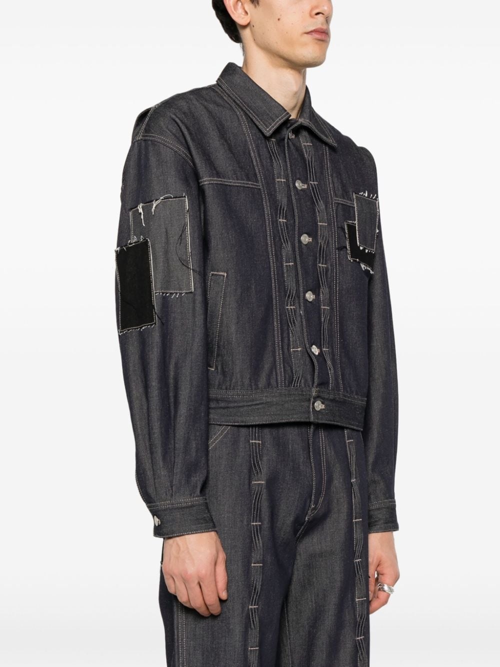 patchwork-detail denim jacket - 3