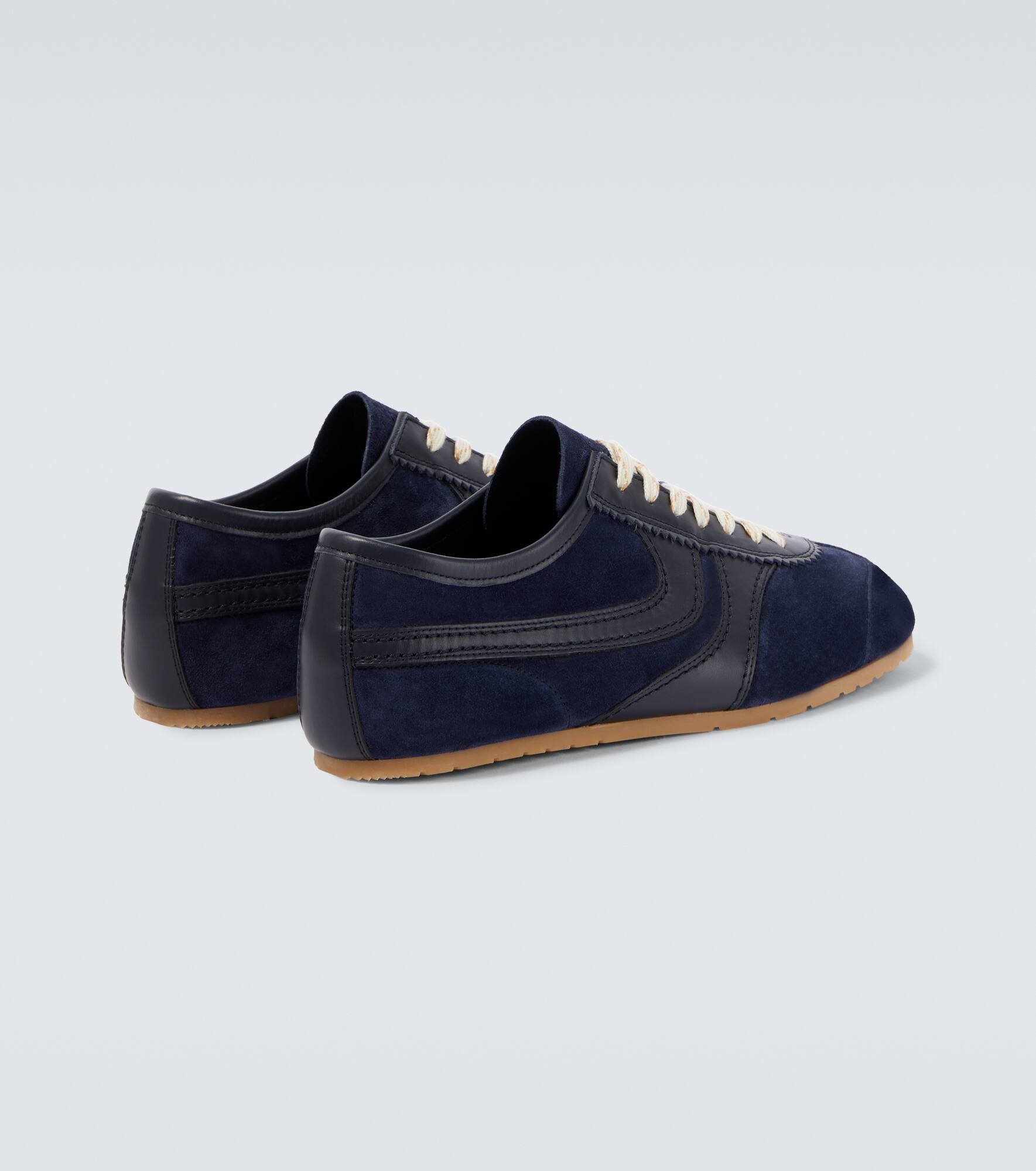 Leather-trimmed suede sneakers - 6