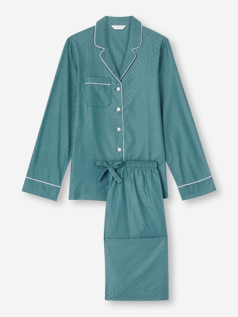 Women's Pyjamas Kate 9 Cotton Jacquard Teal - 1