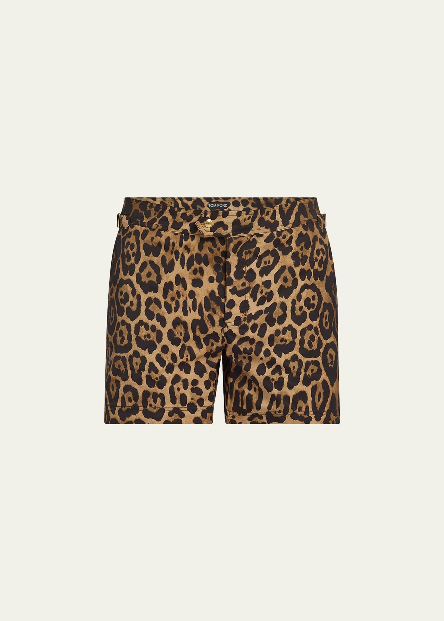 Men's Slim Fit Leopard-Print Swim Shorts - 1