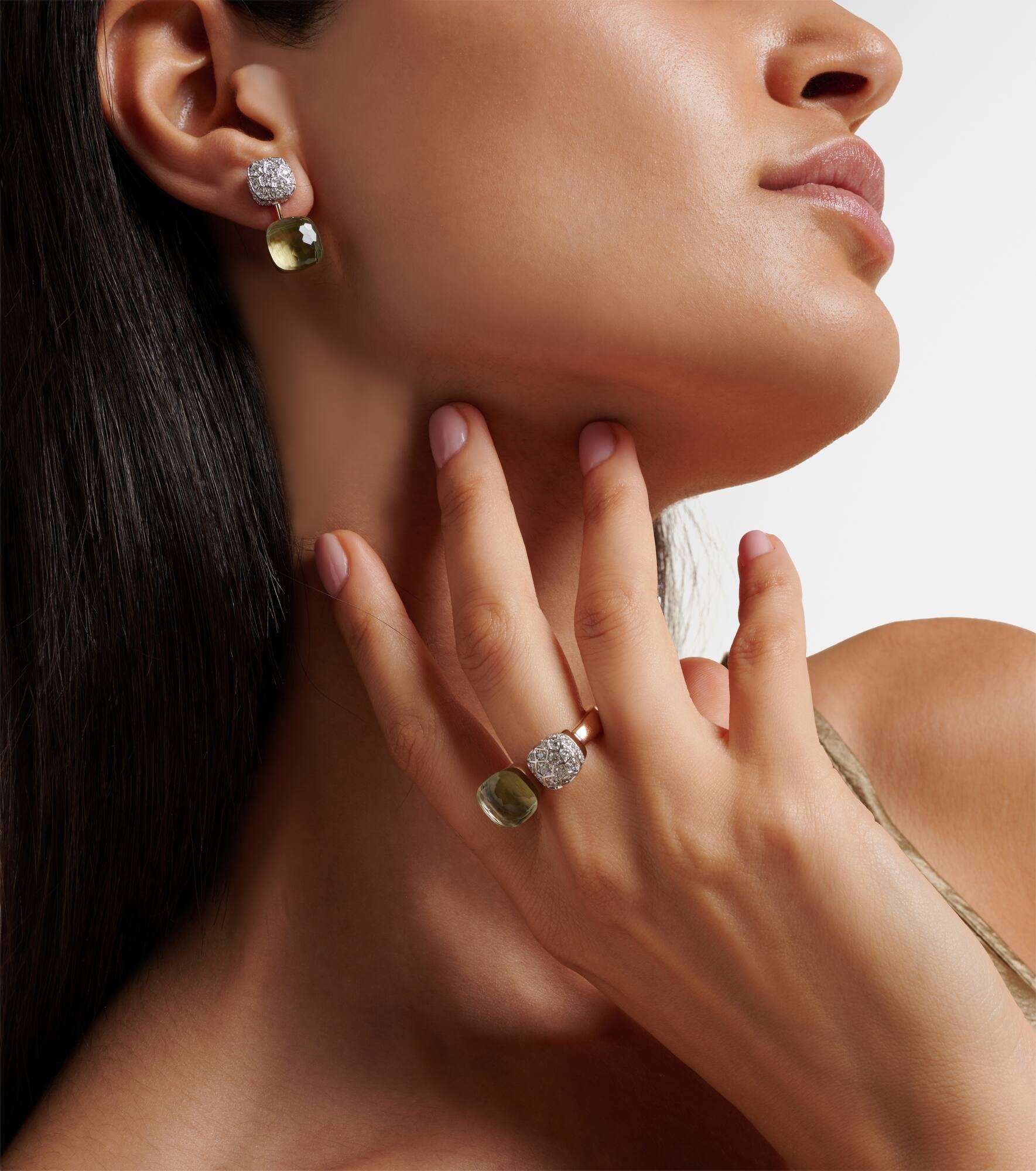 Nudo 18kt rose and white gold earrings with prasiolites and diamonds - 3