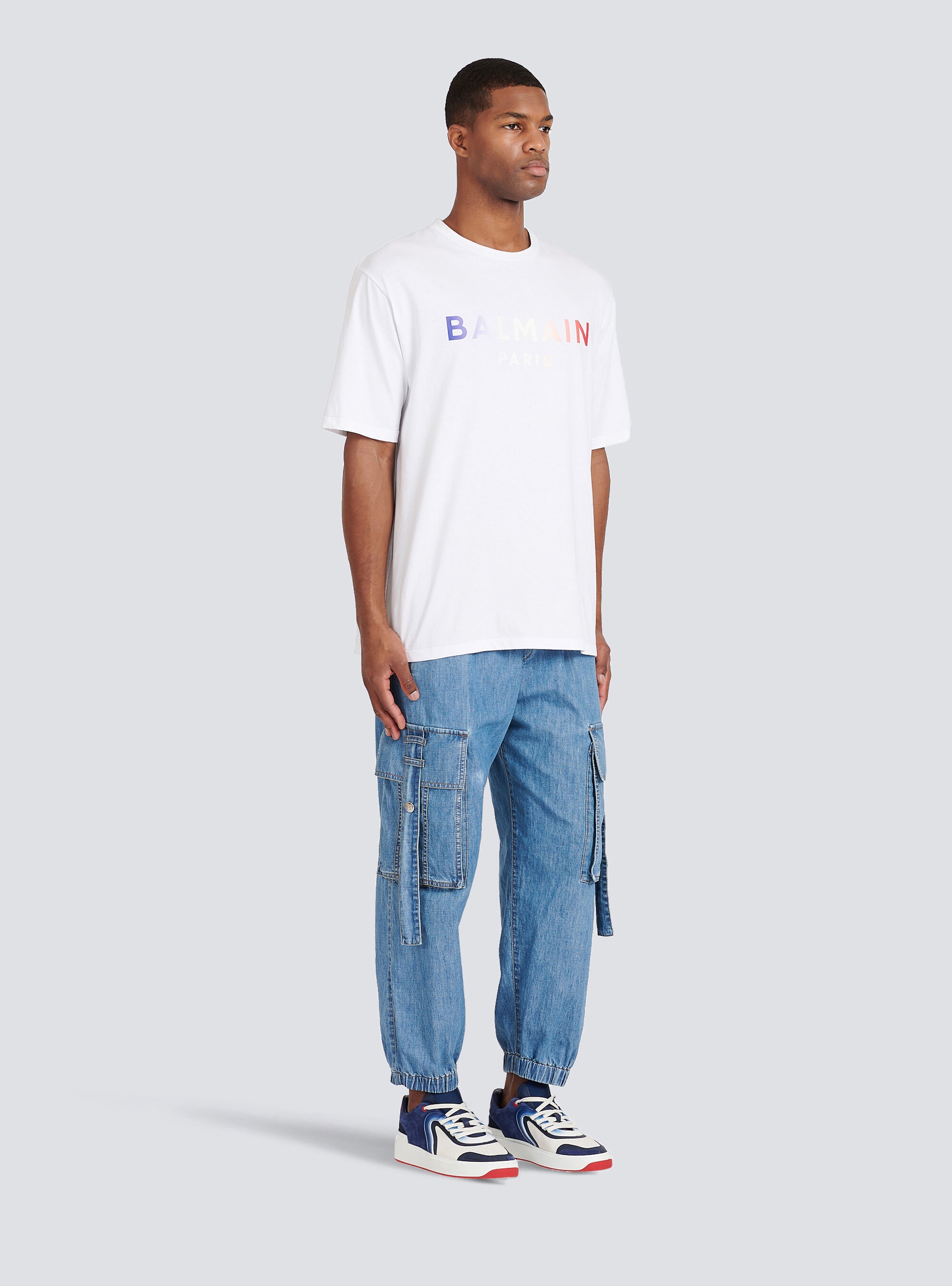 HIGH SUMMER CAPSULE -Cotton T-shirt with Balmain Paris tie-dye logo print - 5