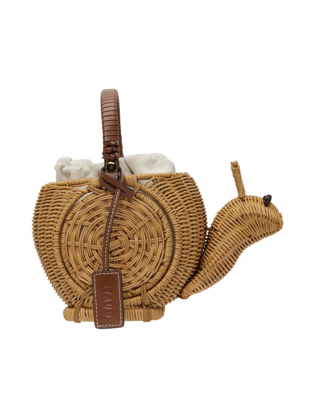 Beige Escargot Wicker Basket Bag - 1