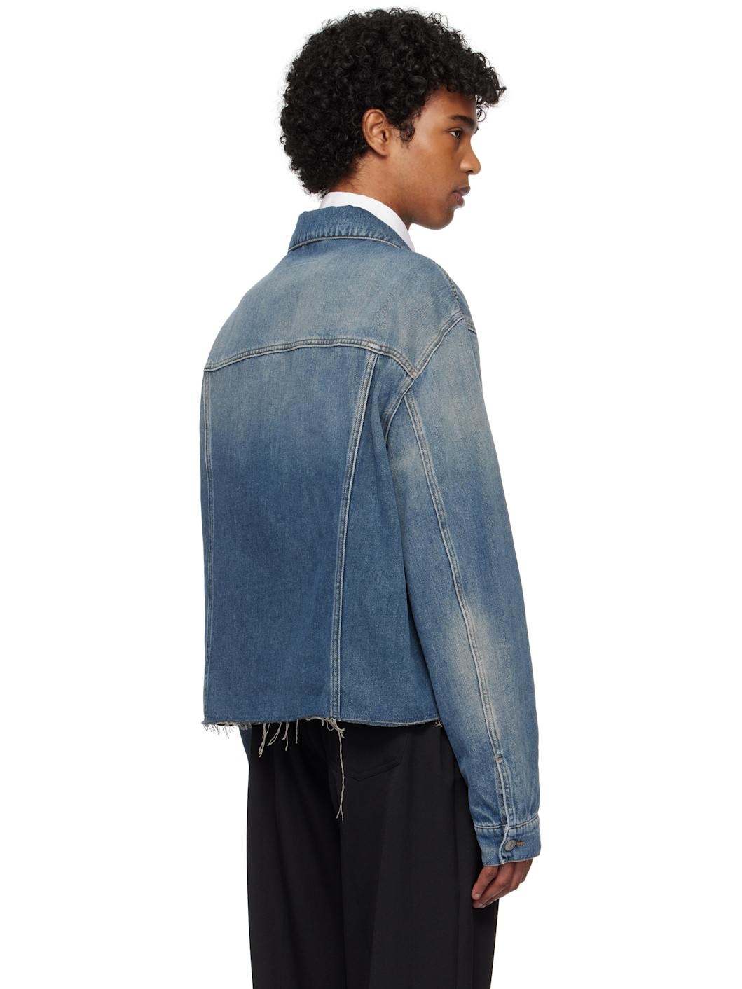 Blue Raw Edge Denim Jacket - 3