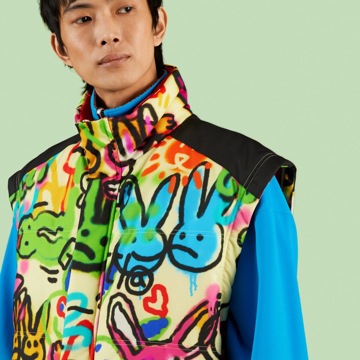 Bunny print padded nylon vest - 3