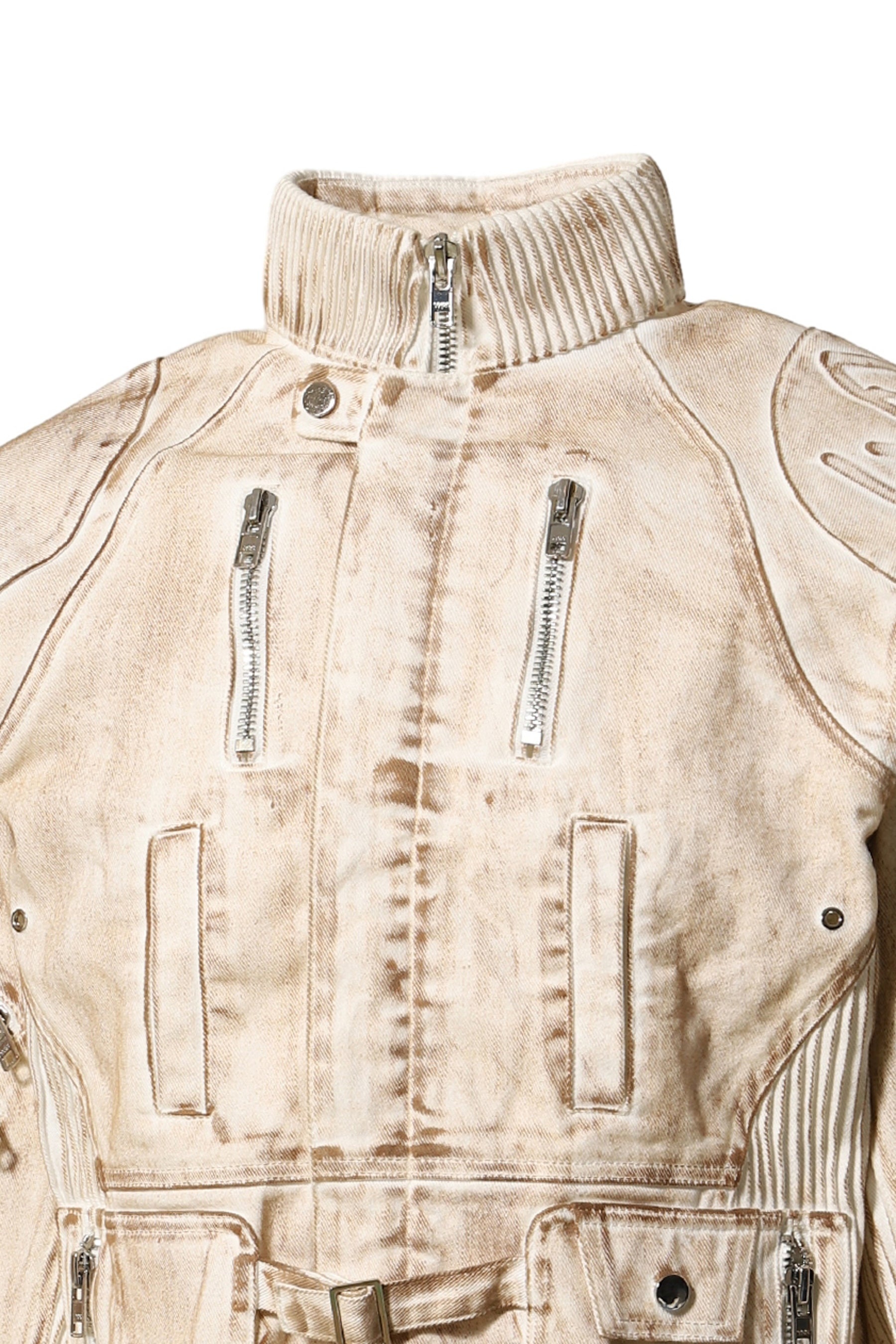 DENIM MOTORCYCLE JACKET / GRY - 4