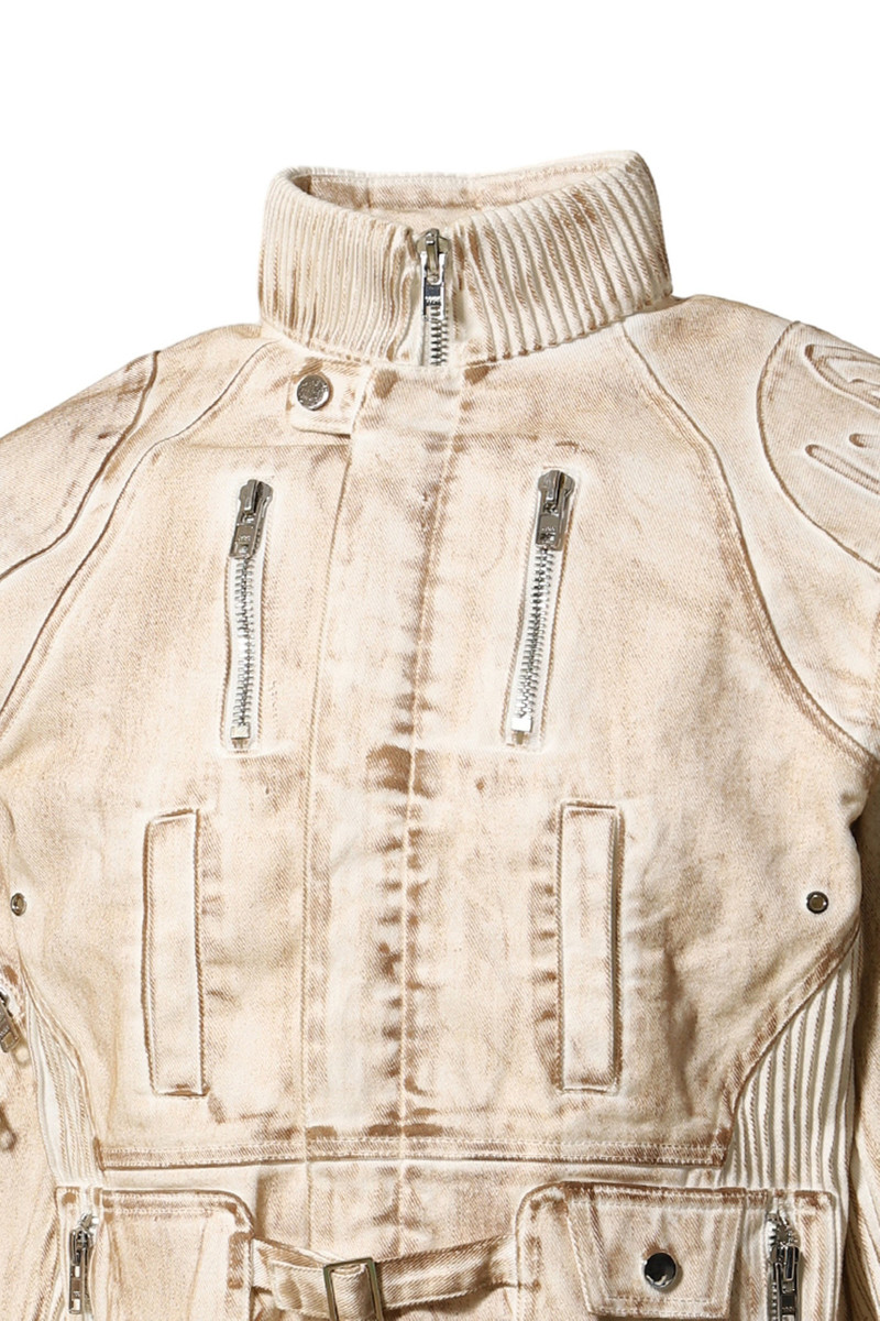 DENIM MOTORCYCLE JACKET / GRY 4