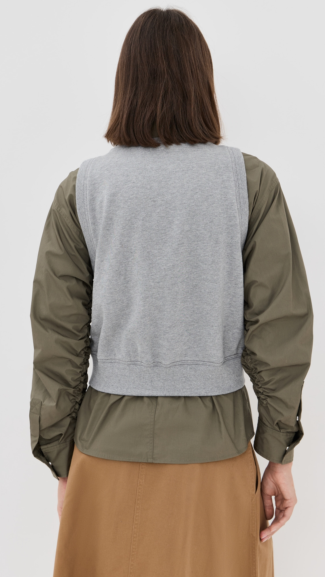 Ruched Shirt with Combo Vest - 2