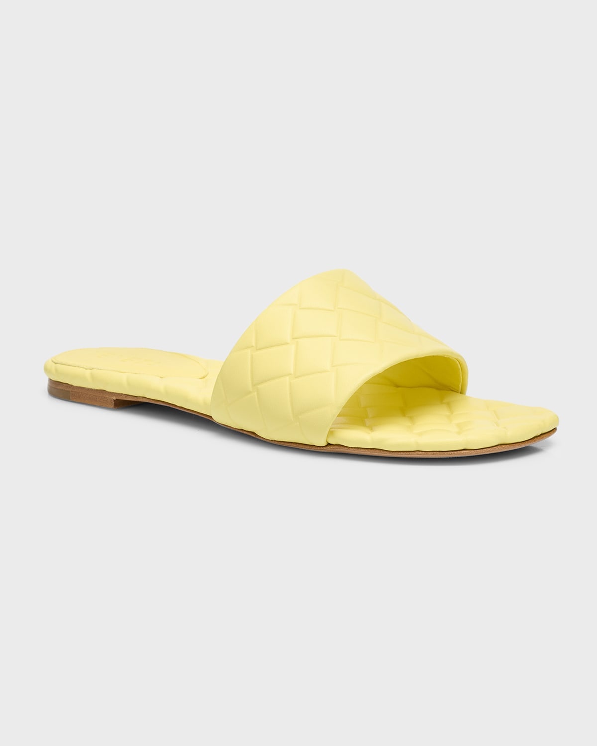 Quilted Leather Flat Slide Sandals - 3