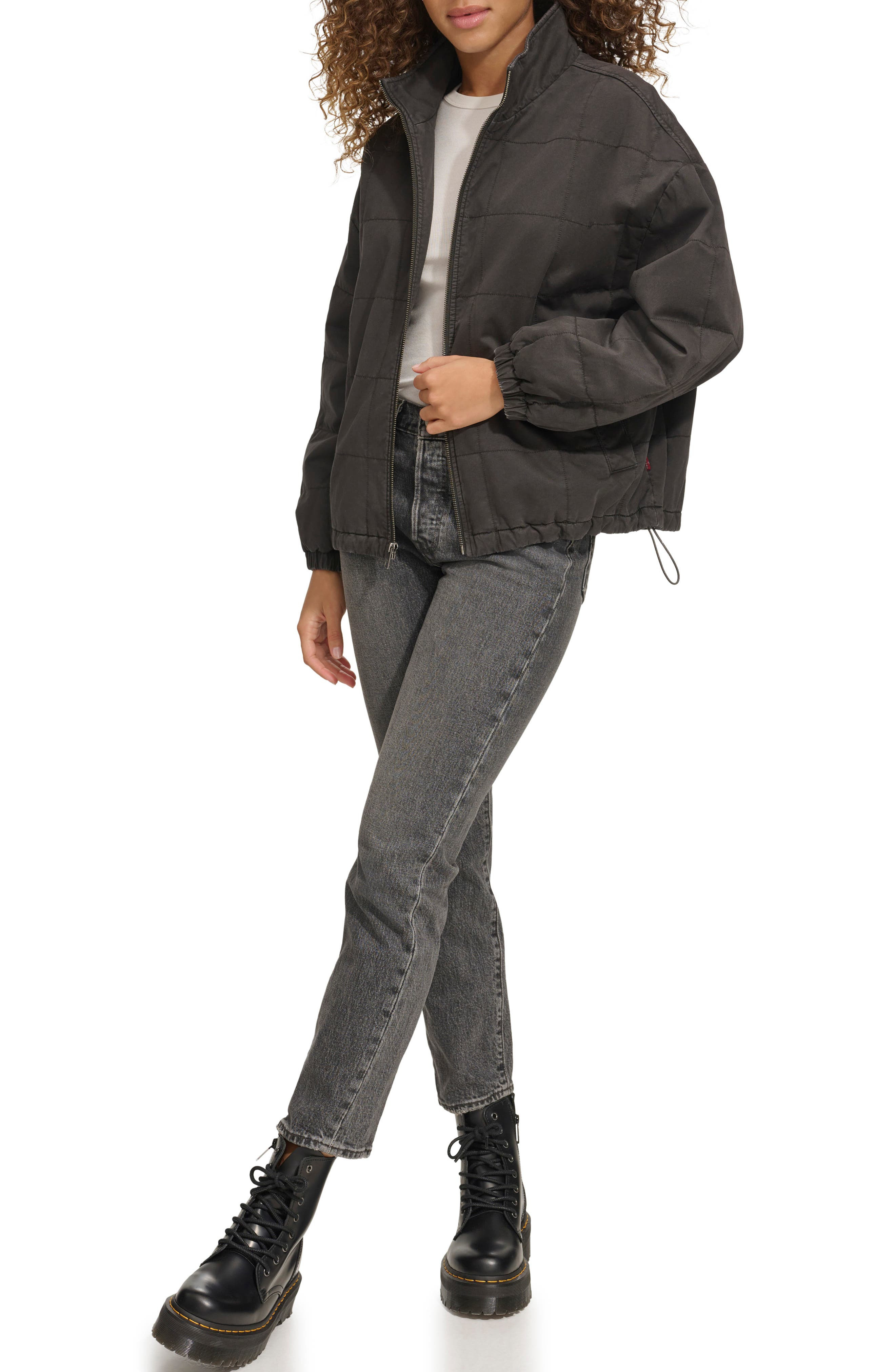 levi's Box Quilted Water Resistant Cotton Jacket in Charcoal at Nordstrom - 4