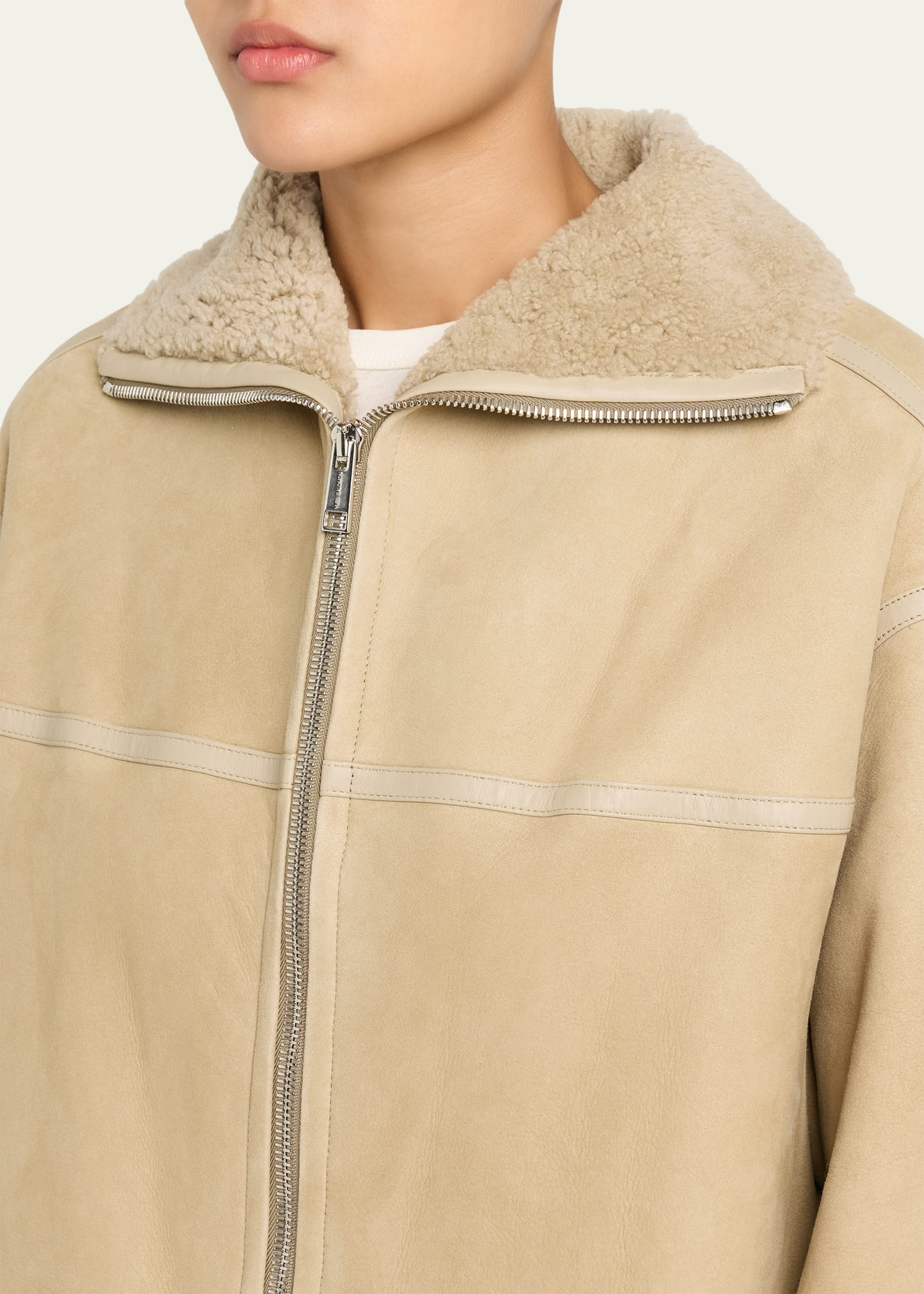 Short Suede Merino Lambskin Coat - 5