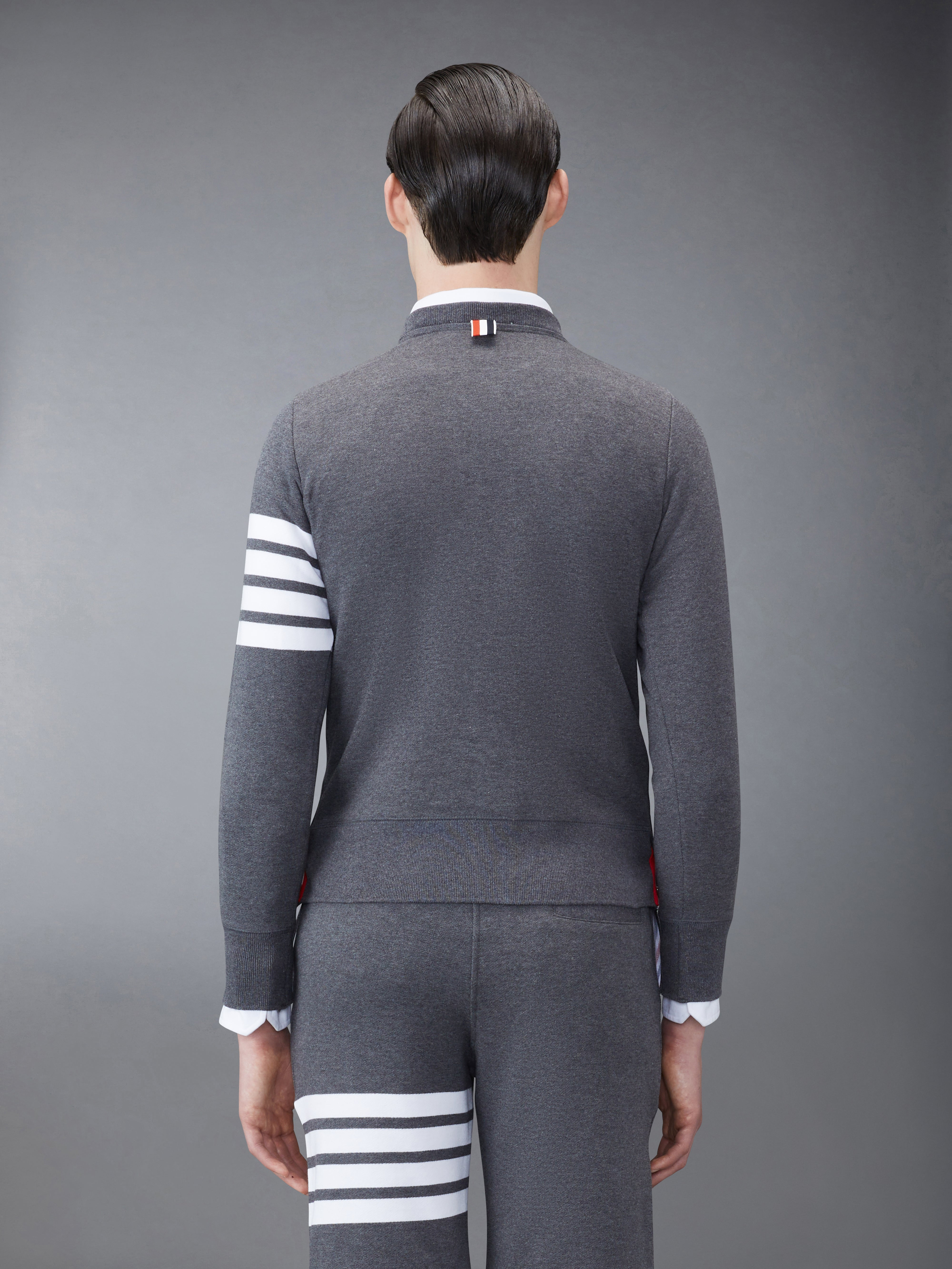 Dark Grey Loopback Jersey Knit 4-bar Crew Neck Sweatshirt - 2