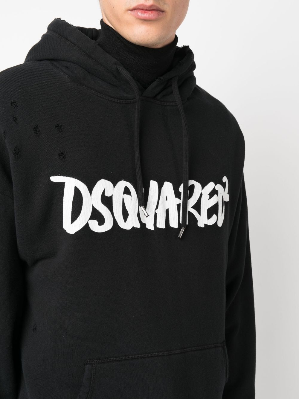 logo-print distressed-effect hoodie - 5