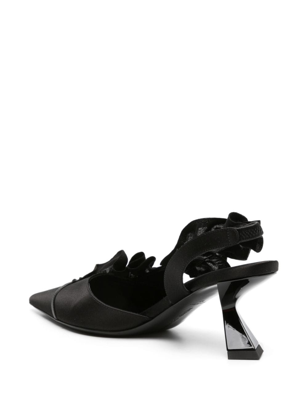 ruffle-detailed satin slingbacks - 3