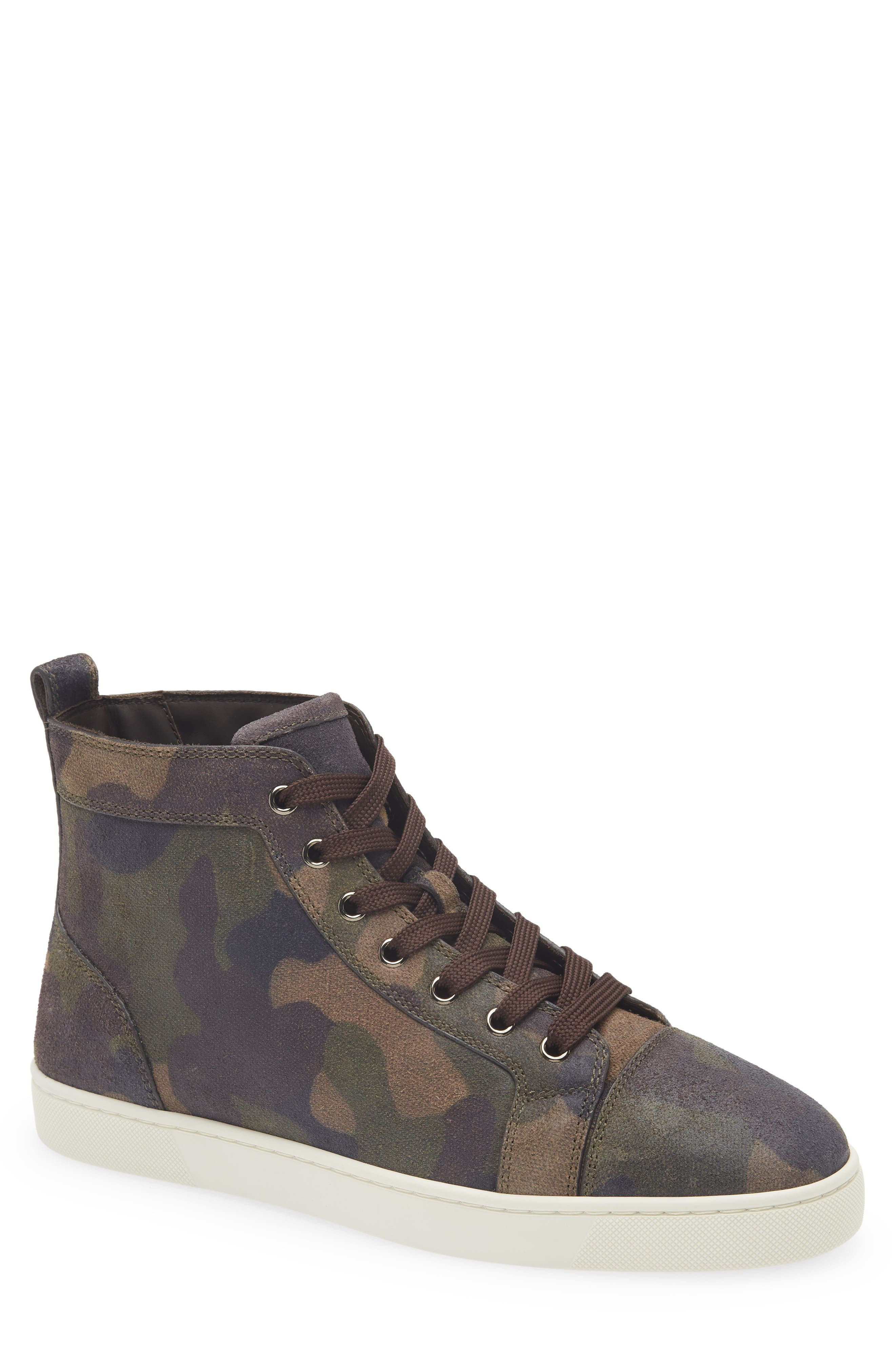 Christian Louboutin Louis Crosta Camouflage High Top Sneaker in Cafe/Green at Nordstrom - 1