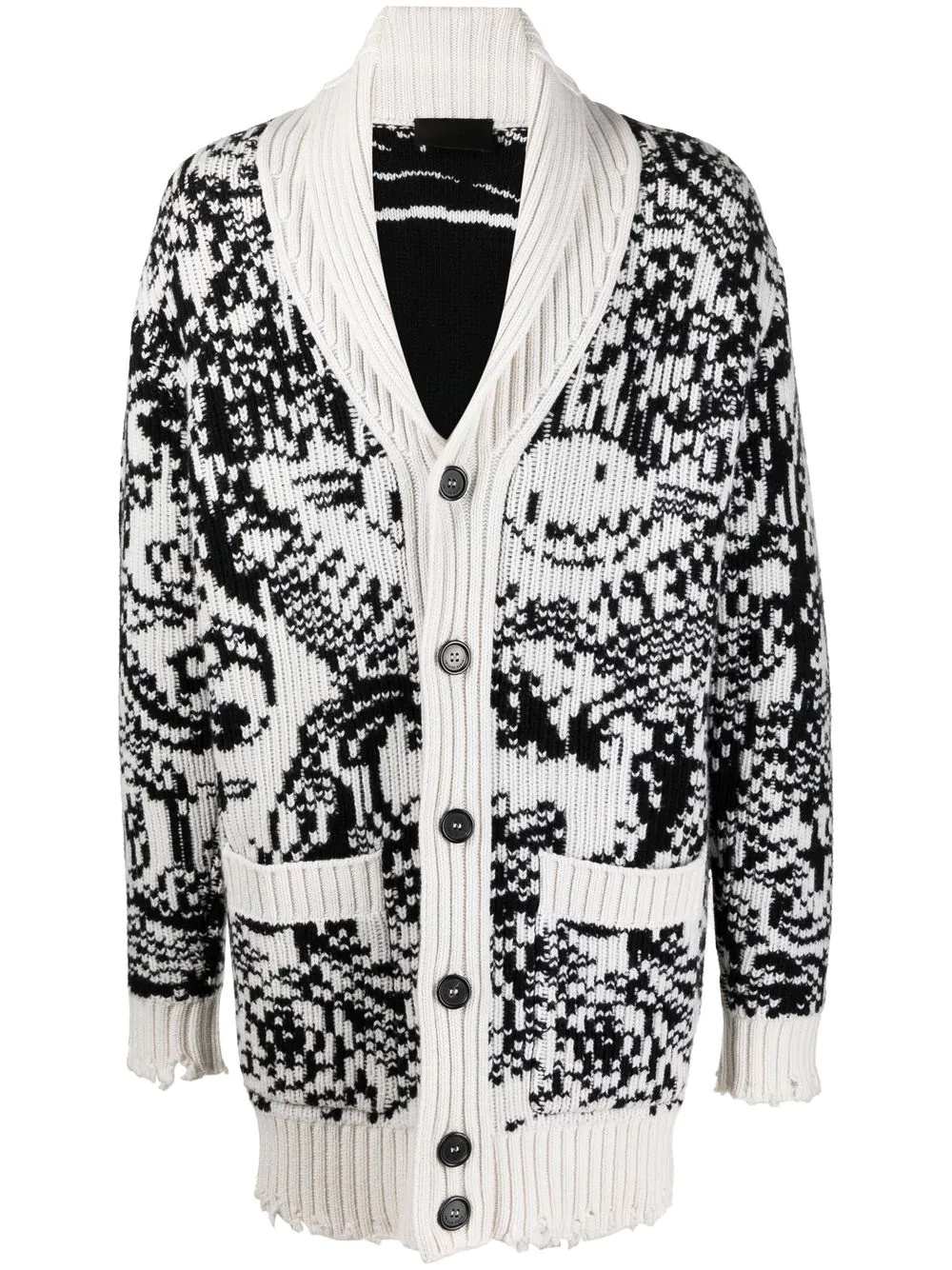 long intarsia-knit cardigan - 1