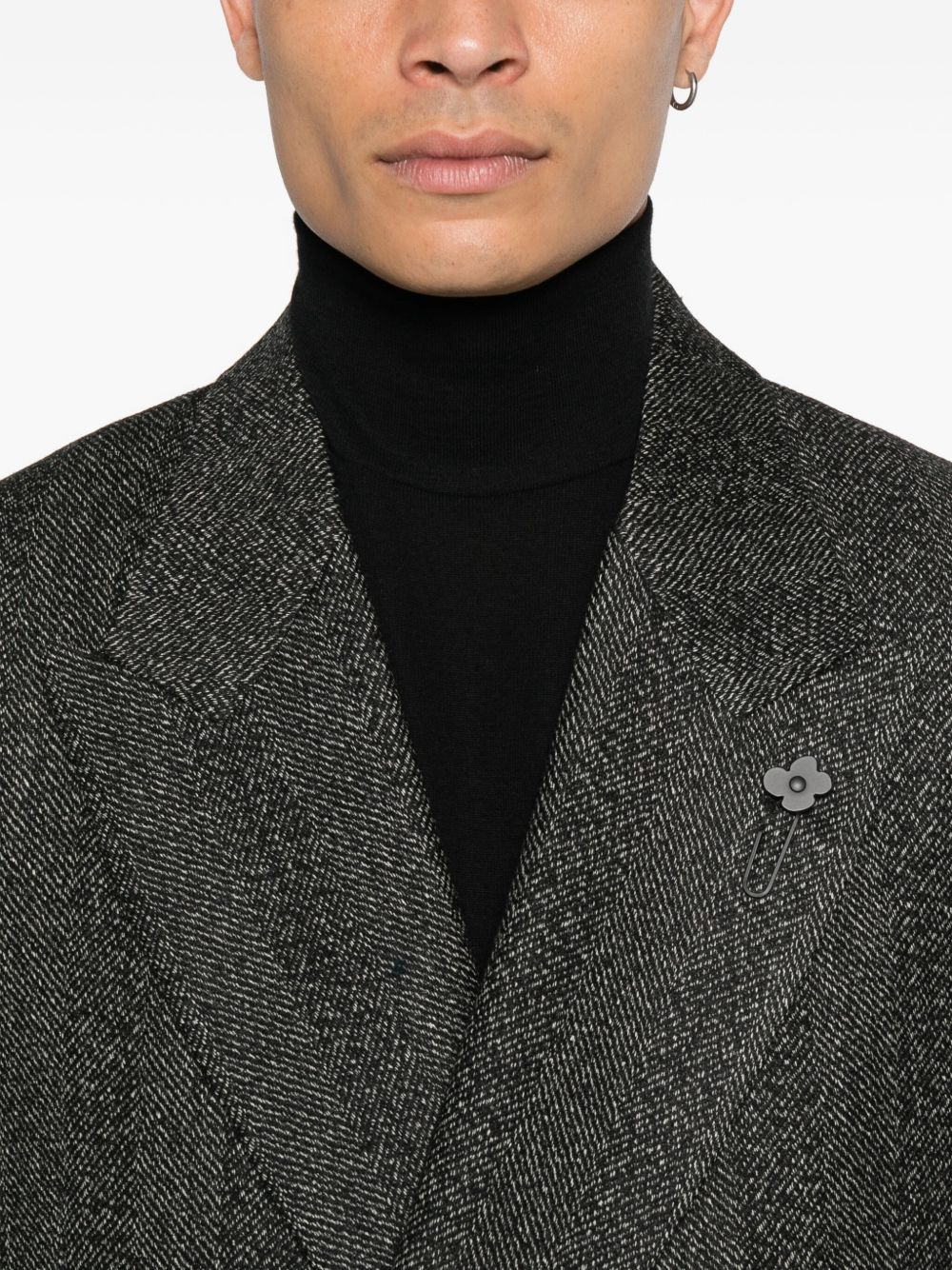 double-breasted herringbone coat - 5
