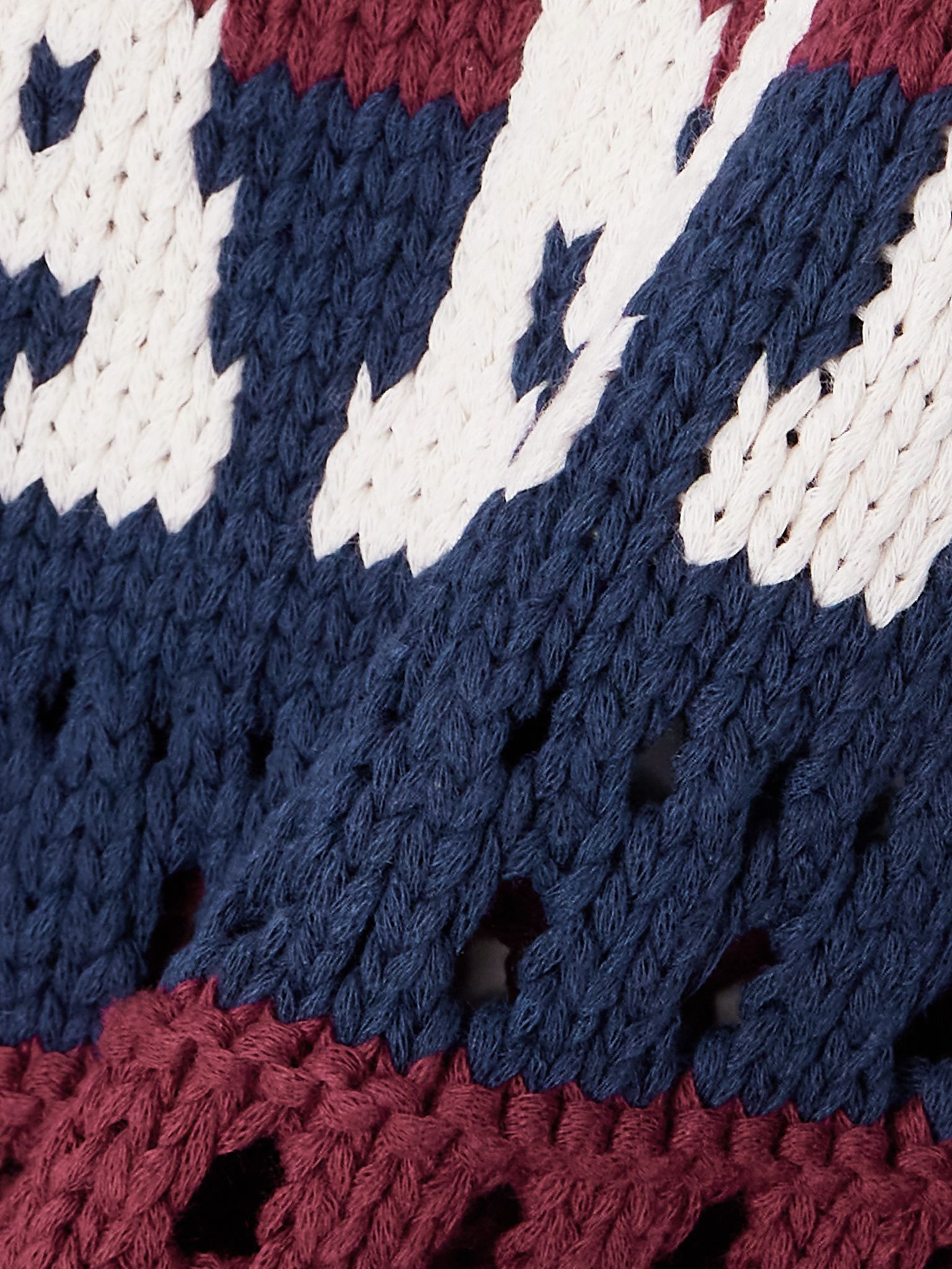 Cropped open-knit recycled cotton-blend vest Blue - 4