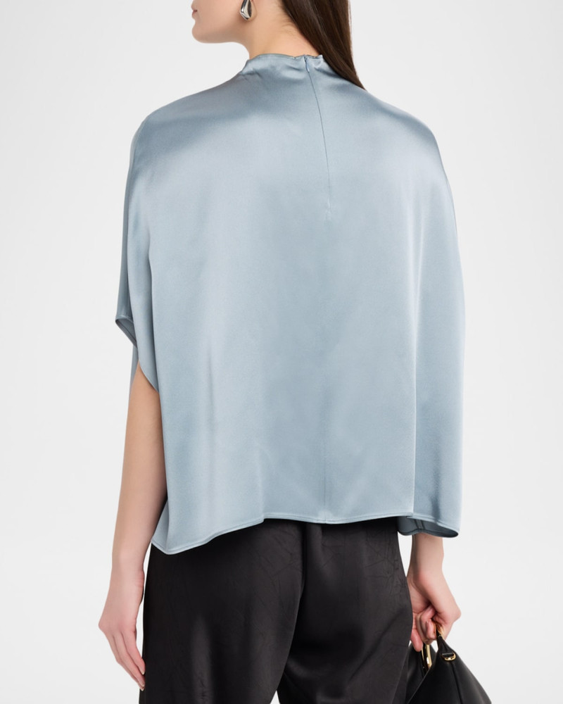 Fluid Mock-Neck Satin Cape Tee 3