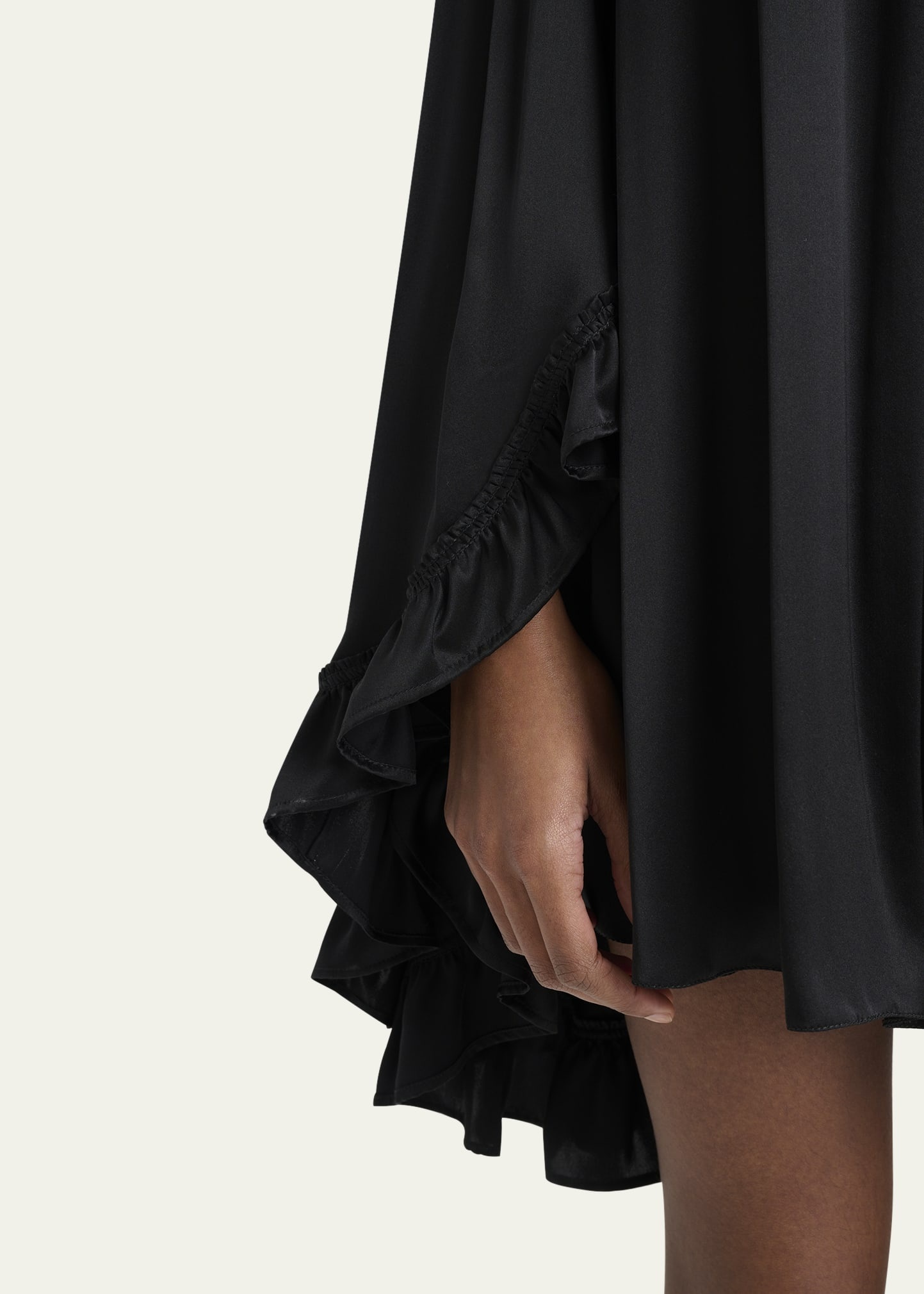 Silk Satin Ruffle Mini Dress - 5