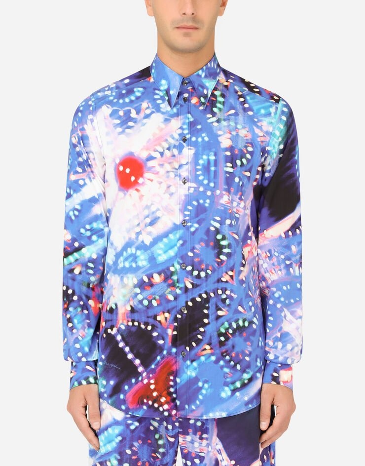 Cotton Martini-fit shirt with illumination print - 1