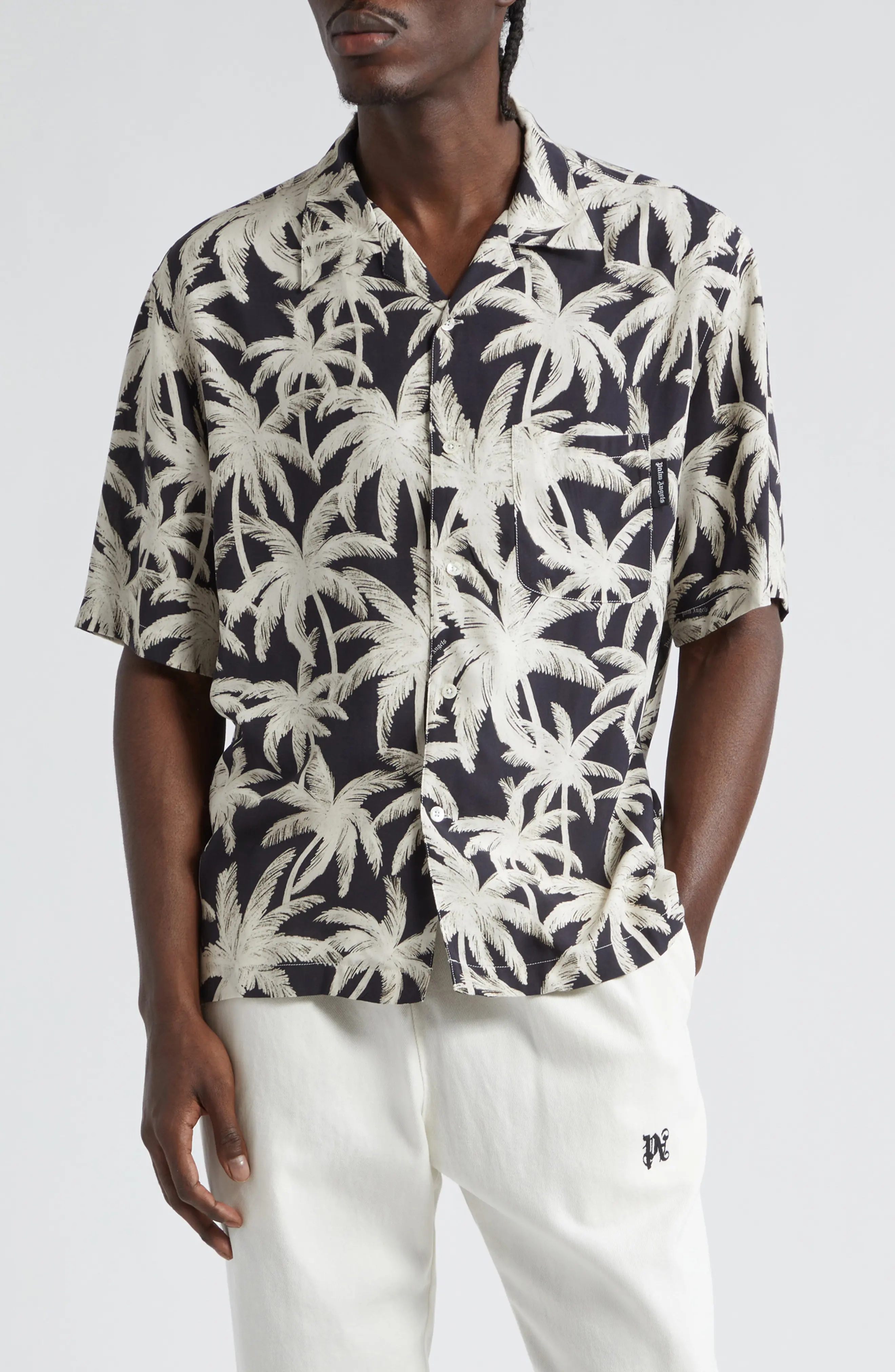 Palm Print Camp Shirt - 1
