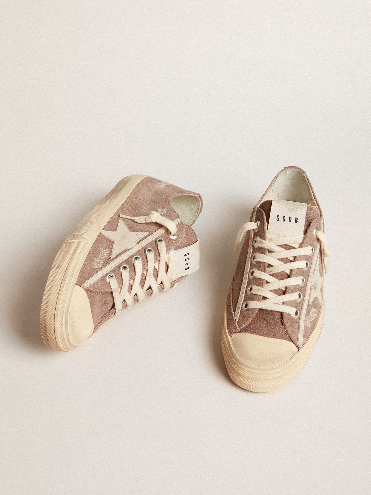 Women's V-Star in dove-gray suede with light gray leather star - 2