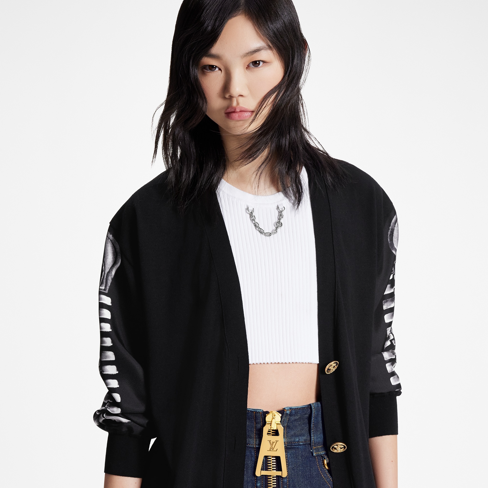 Zipper Print Cardigan - 4