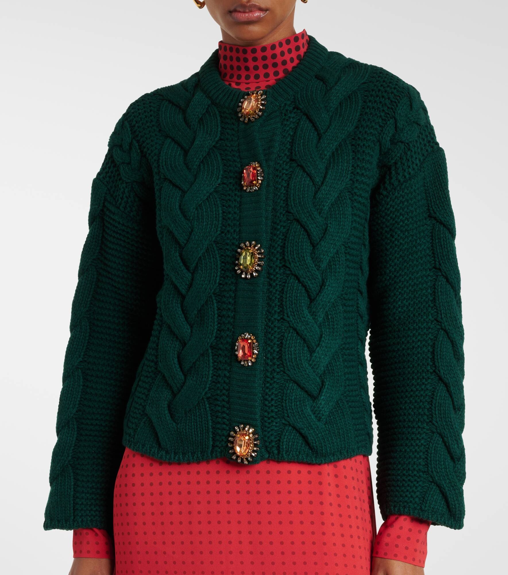 Portrait cable-knit cardigan - 5