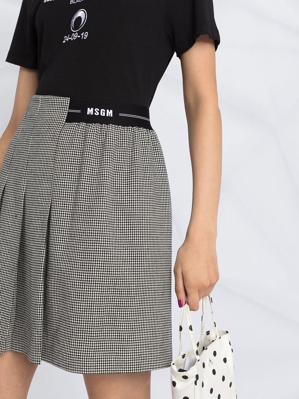 logo waistband pleated skirt - 5