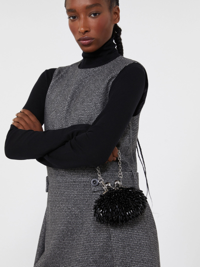 ALFIO Mini Pasticcino Bag in satin with rhinestones - BLACK 6