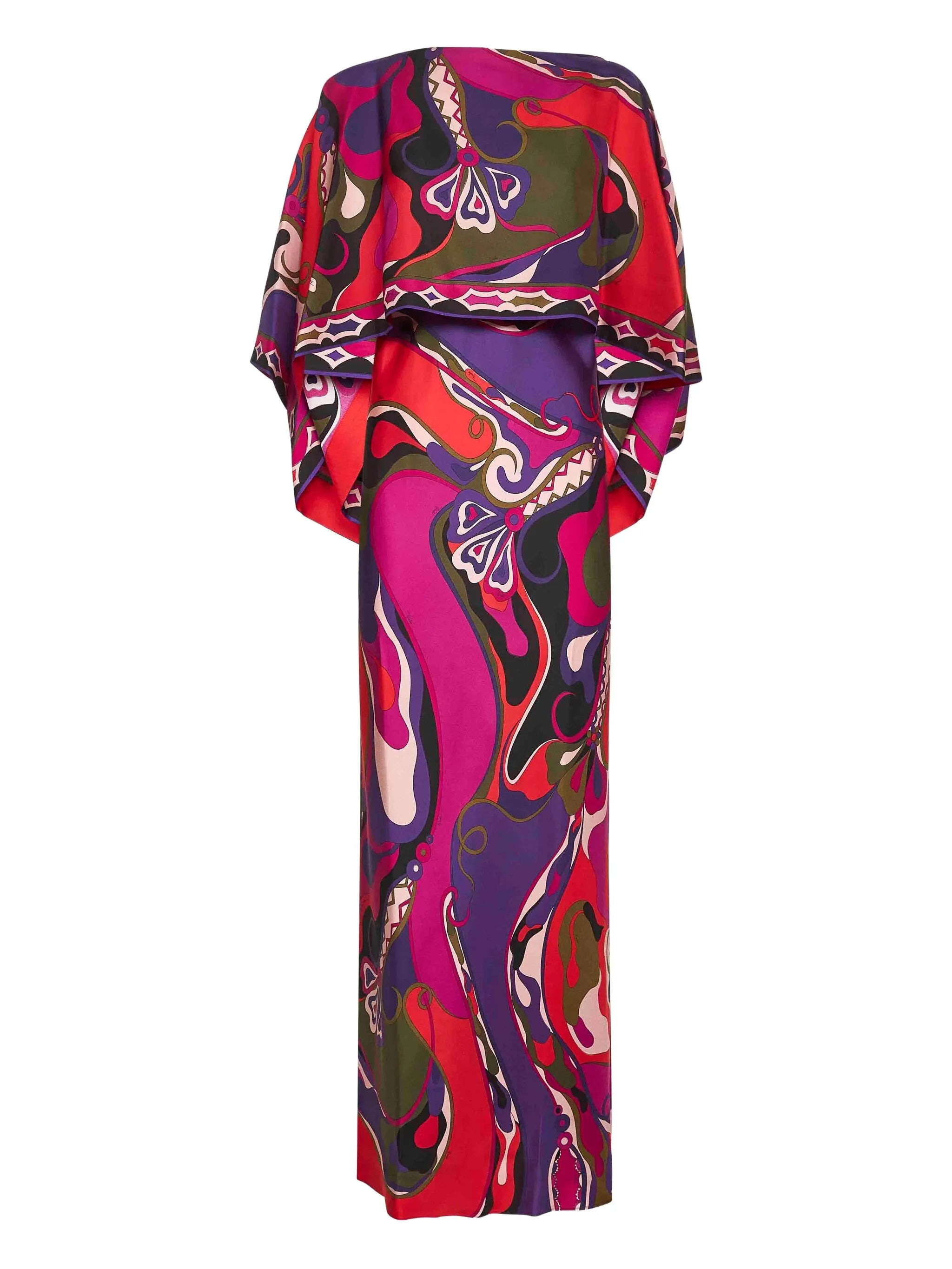 Pucci Orchidee-print Cape-detail Maxi Dress - 1
