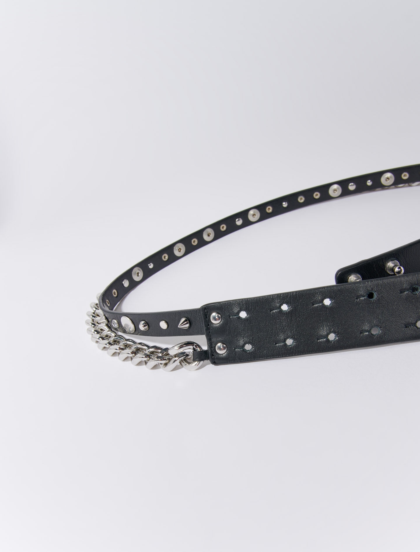 Double leather and chain belt - 5