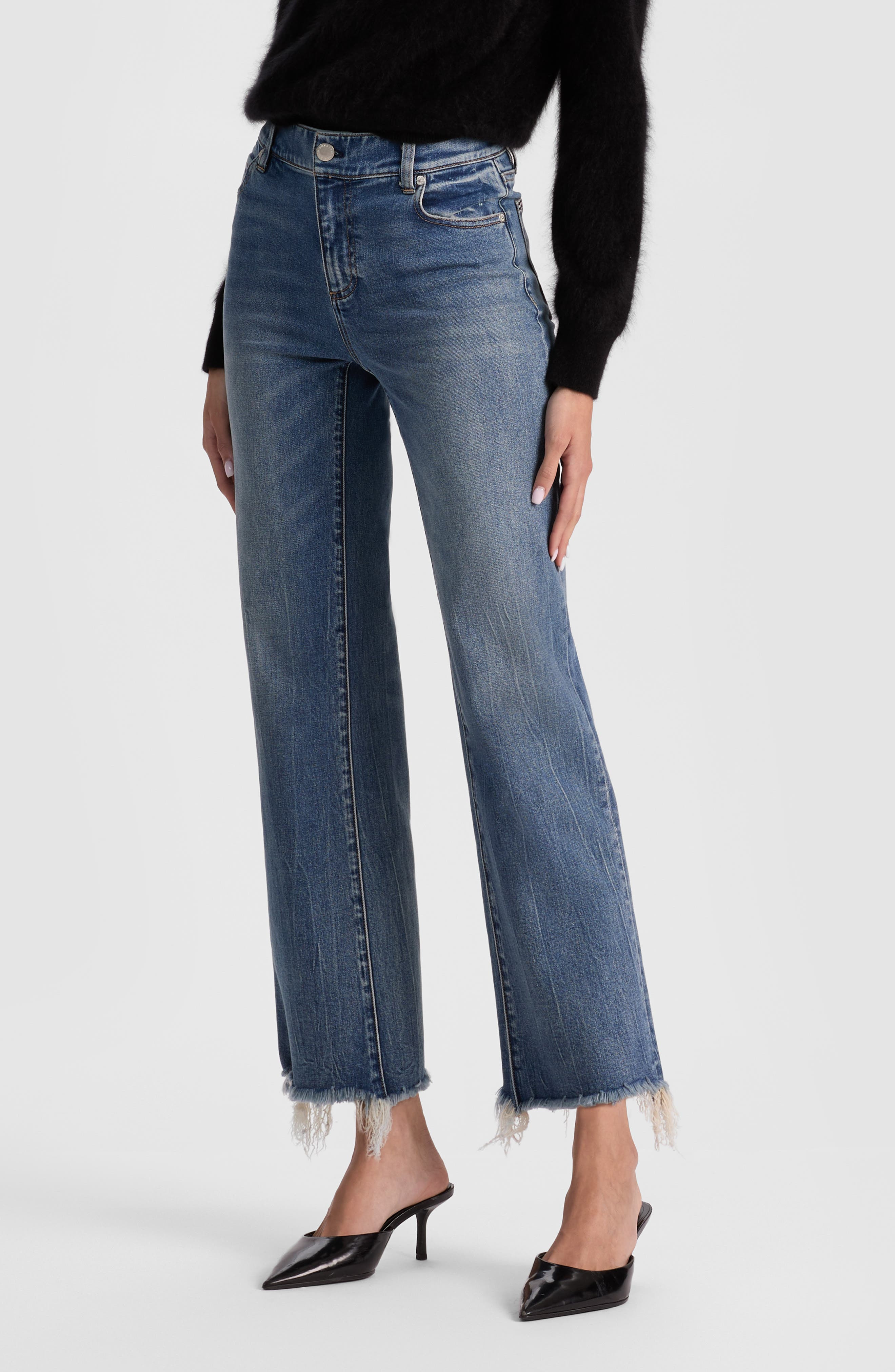 Alice + Olivia Fierce Slim Straight Leg Jeans in Brooklyn Blue at Nordstrom - 3