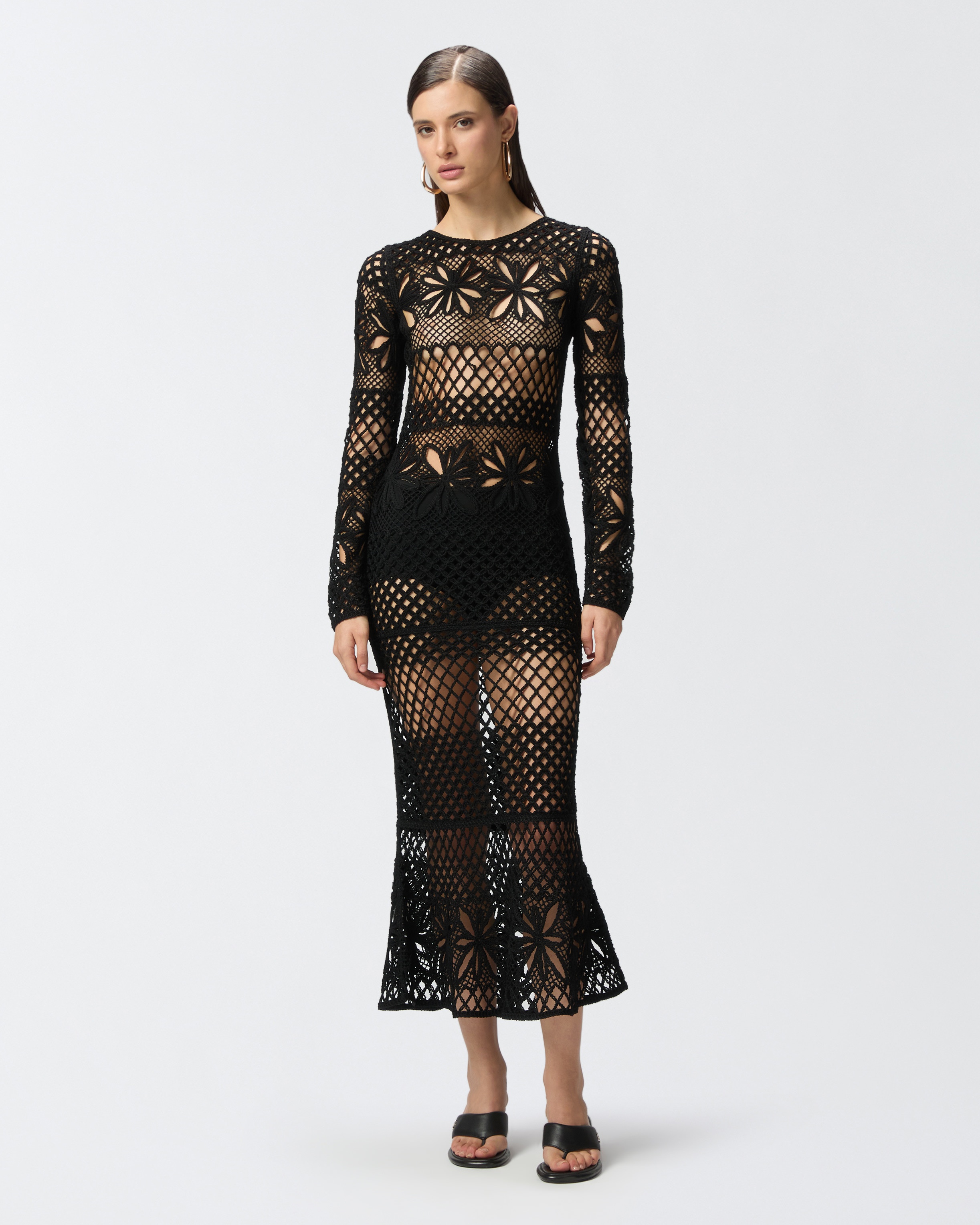 LONG OPENWORK CROCHET DRESS - 3