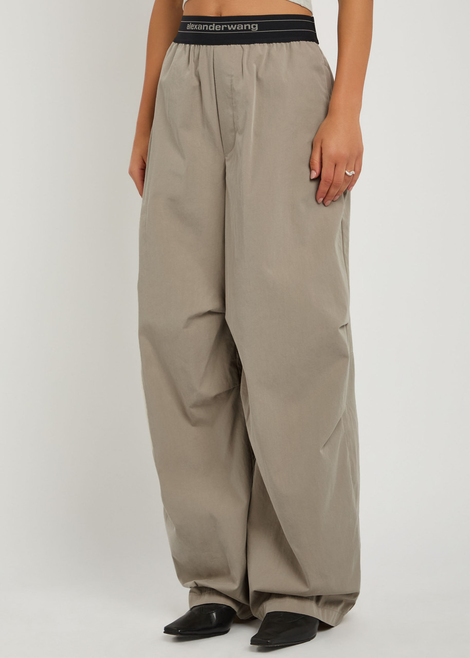 Alexander Wang Logo Gathered Cotton-blend Wide-leg Trousers - 2