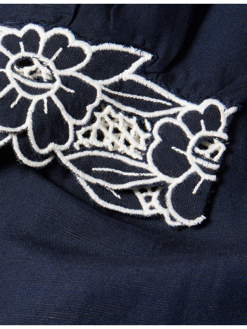 Cristina Floral-Embroidered Linen-Blend Mini Dress 6
