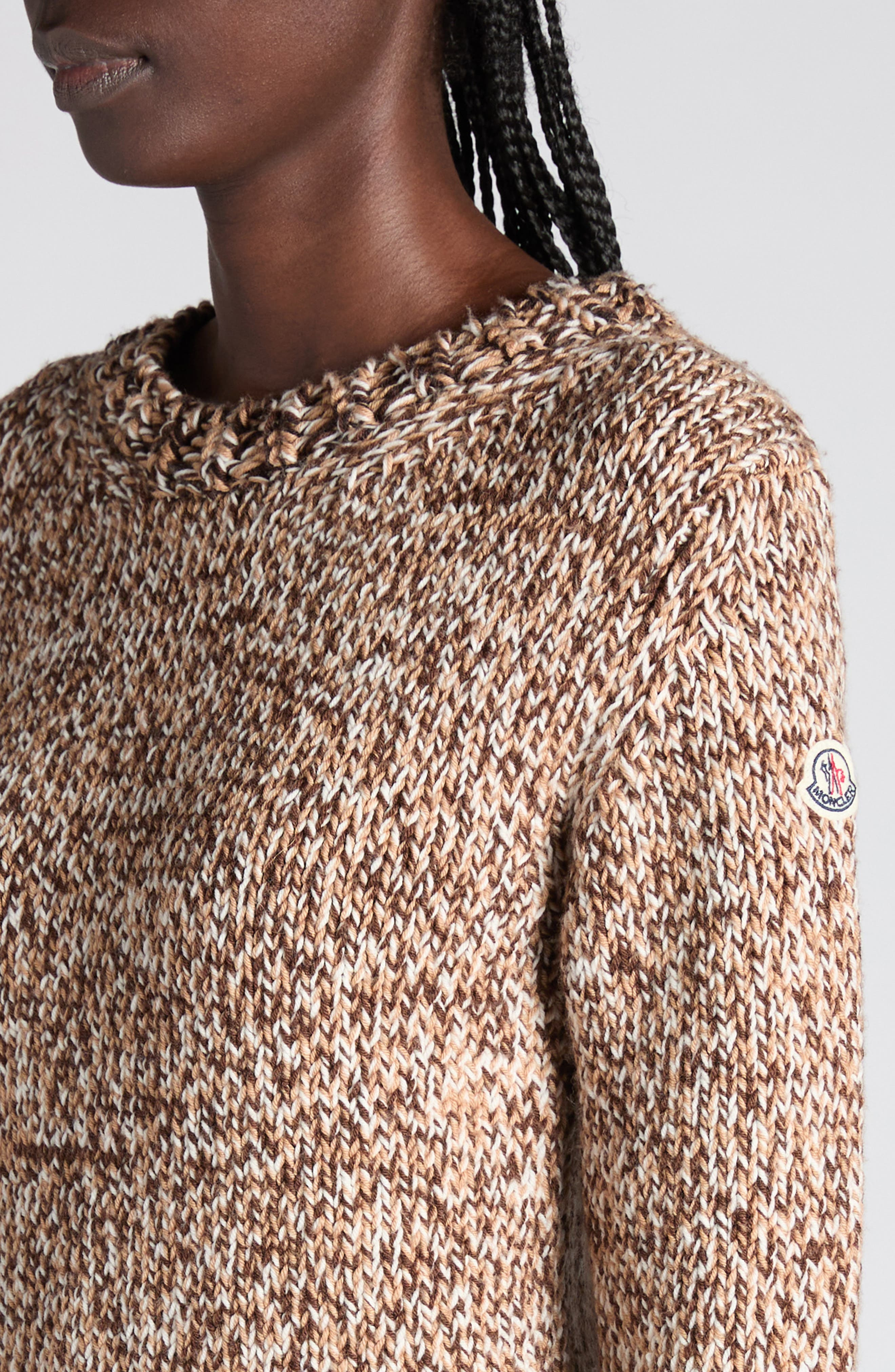 Moncler Virgin Wool Sweater in Brown/Beige Multi at Nordstrom - 5