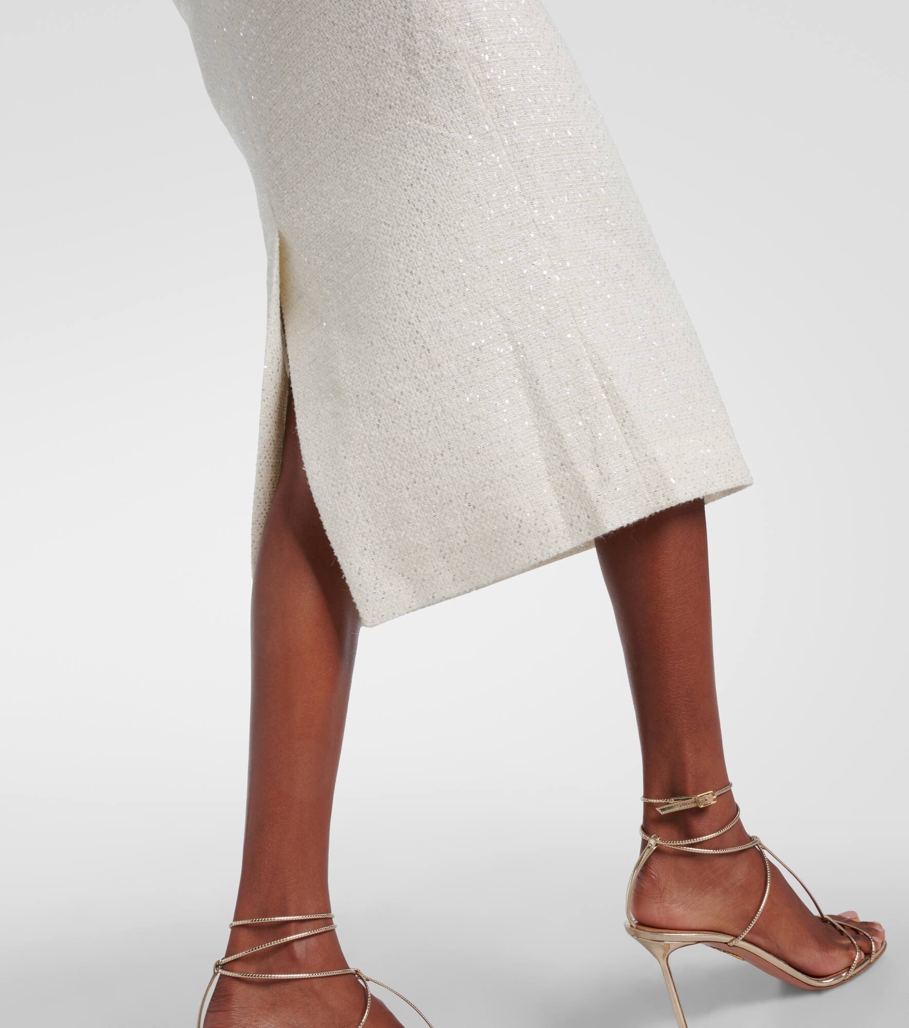 Sequined tweed midi skirt - 5