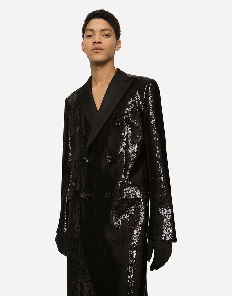 Sequined double-breasted coat - 4