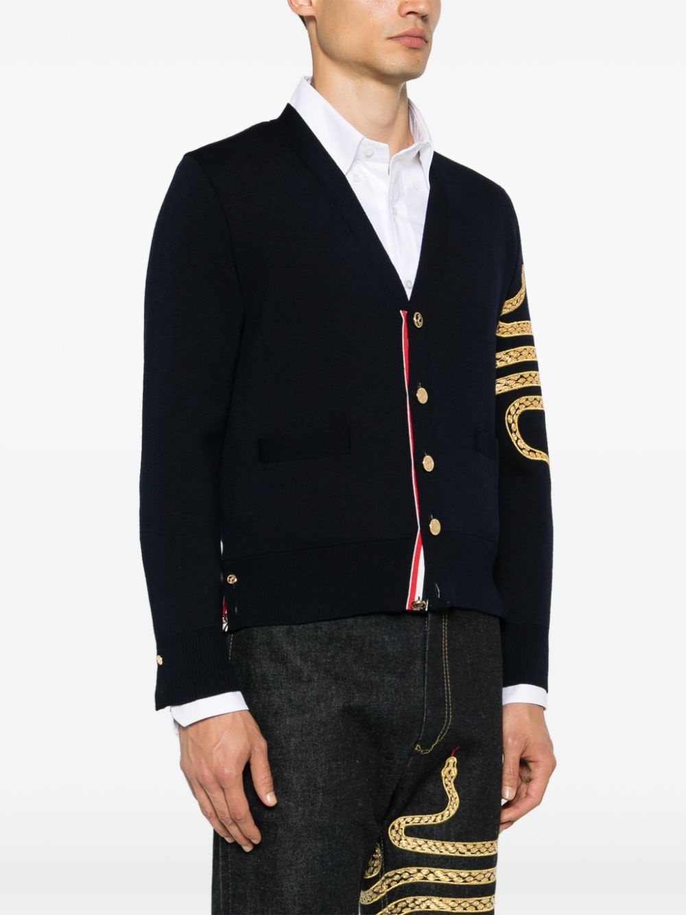 snake 4-Bar roll-neck cardigan - 3