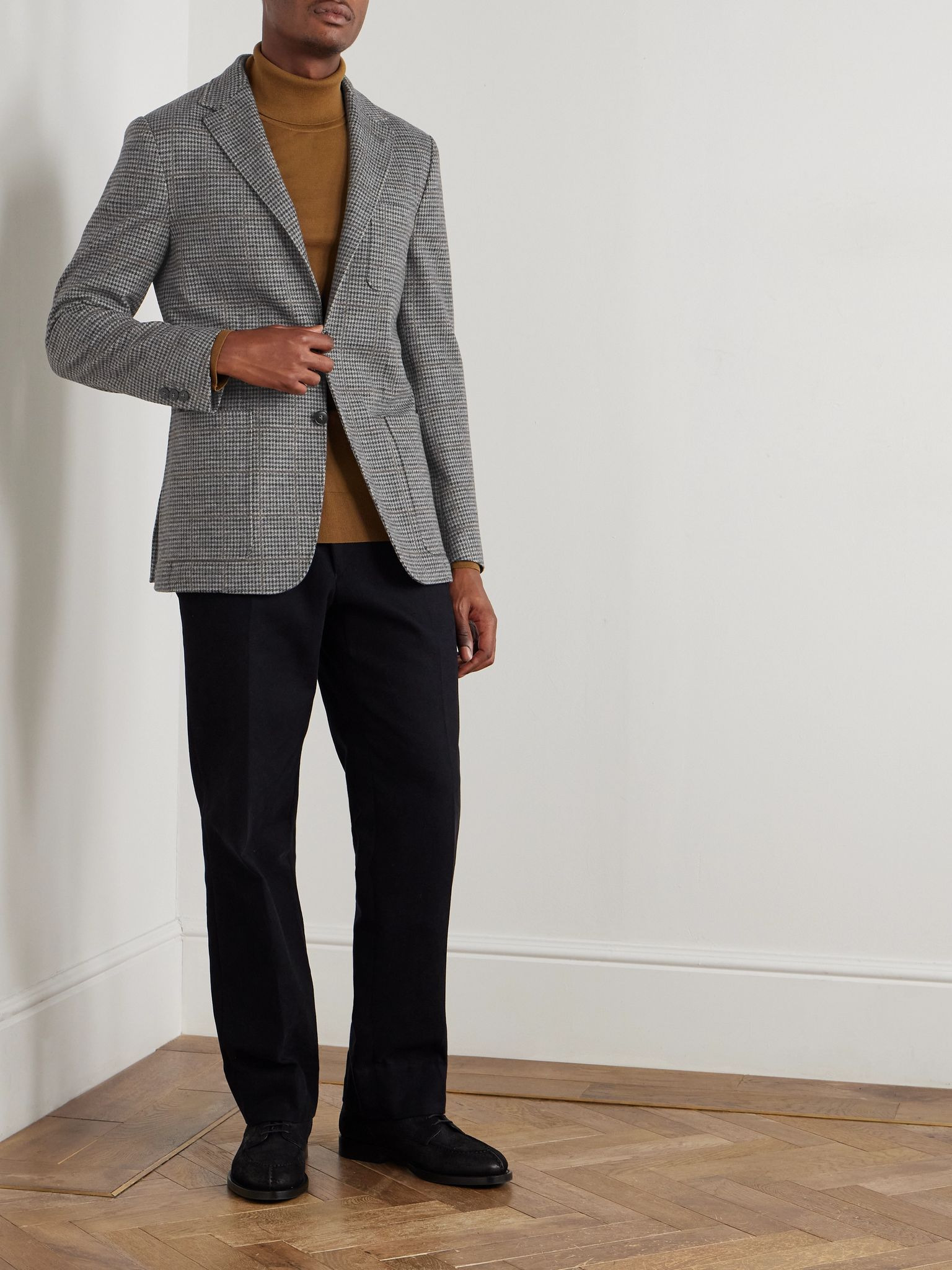 Impeccabile Puppytooth Wool Blazer Gray - 2