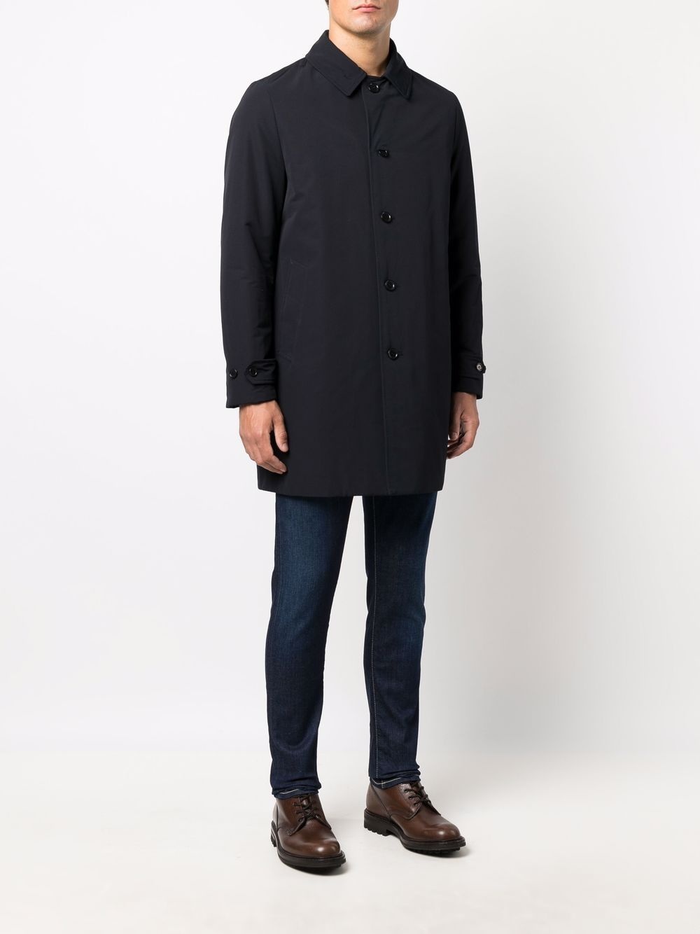 single-breasted cotton-blend coat - 3