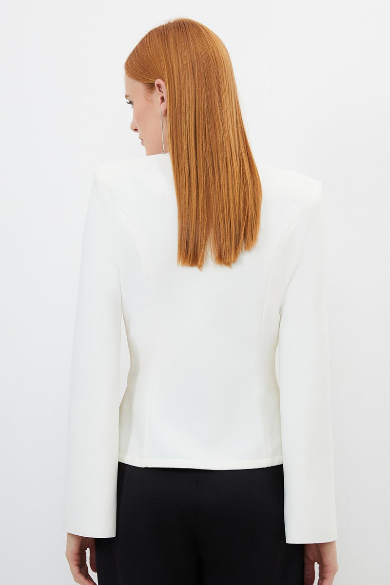 Bandage Form Fitting Cape Sleeve Embellished Jacket 6